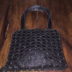 Small Black Velvet Purse w/ scallop beading